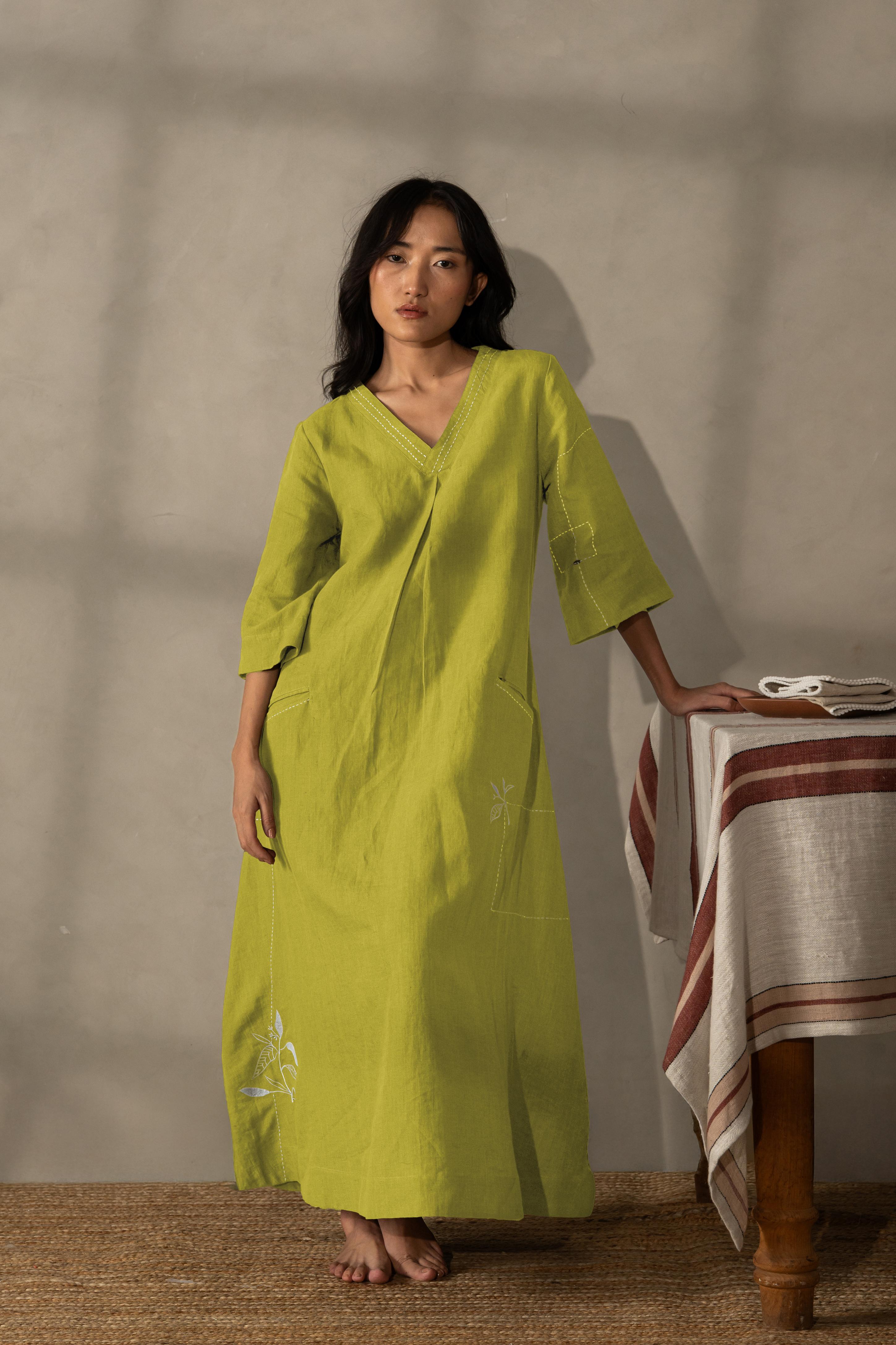 lime green linen dress Buy Nerina In Muted Online Fabric Specialty_Tie Dyed Machine wash cold (30oC) Olive Green Dress Shirt Size:41 (EU) / 8 (US) / 7 (UK)
