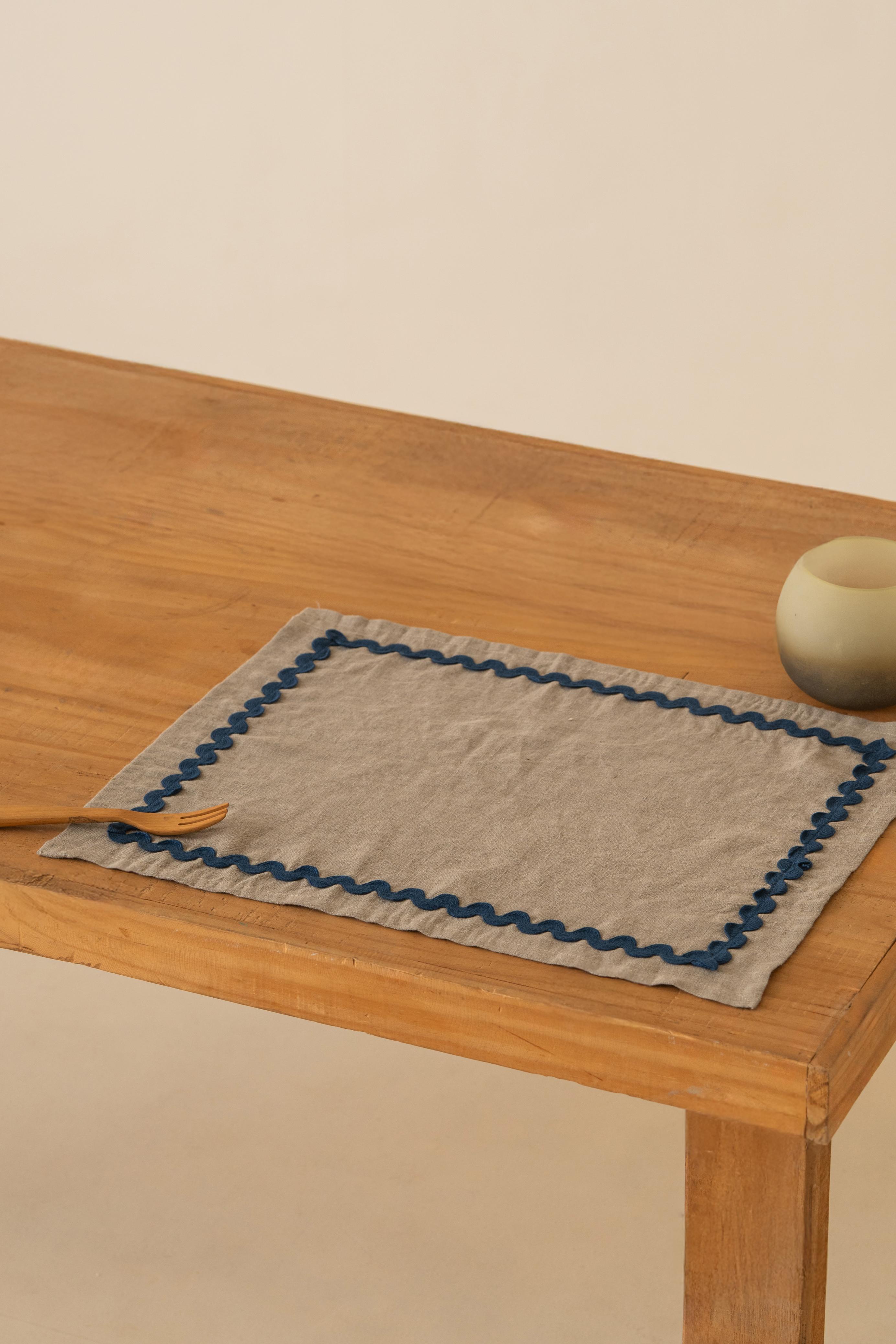 Linen Grey Needled Placemat Set