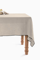 Linen Black Needled Tablecloth