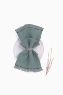 Linen Fringe Me Kantha Napkin Set