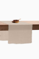 Linen Fringe me kantha Table Runner