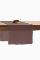 Linen Fringe me kantha Table Runner