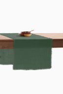 Linen Fringe me kantha Table Runner