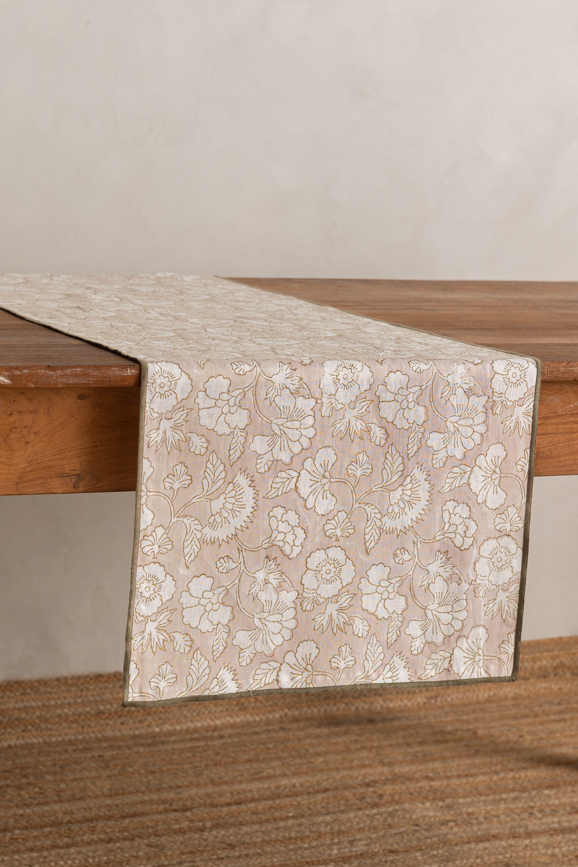 Linen Camellia Table Runner