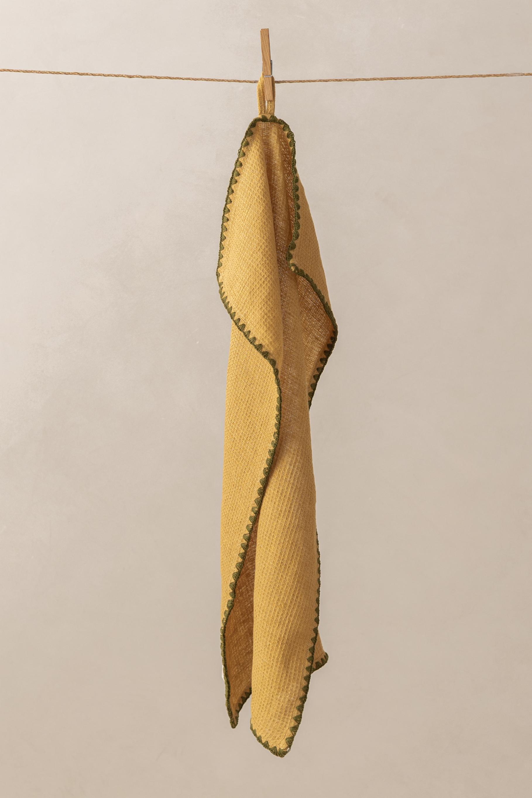 Linen Velour Waffle Kitchen Towel