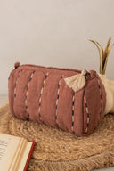 Linen Ebon Quilted Pouch