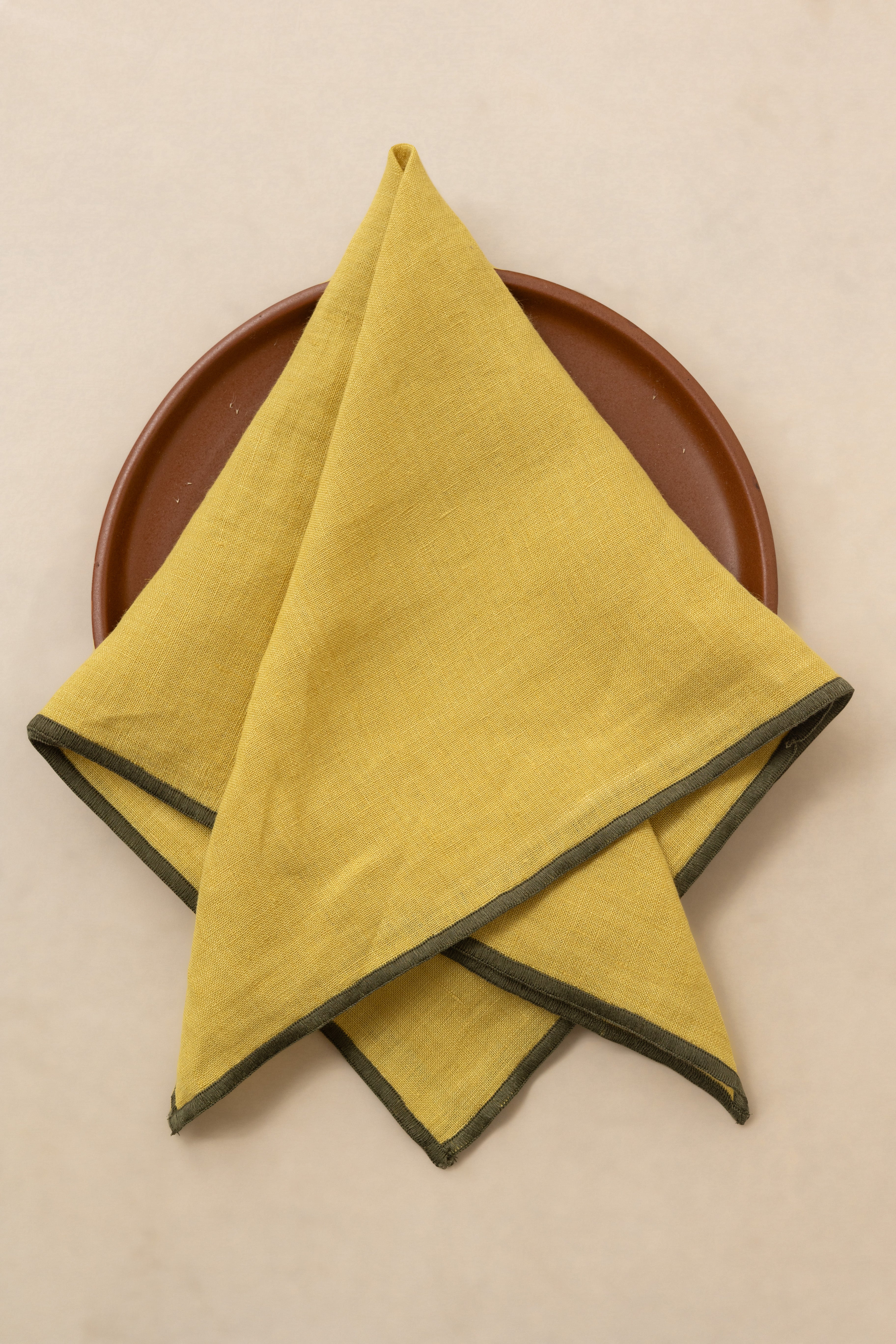 Linen Green Needled Napkin Set