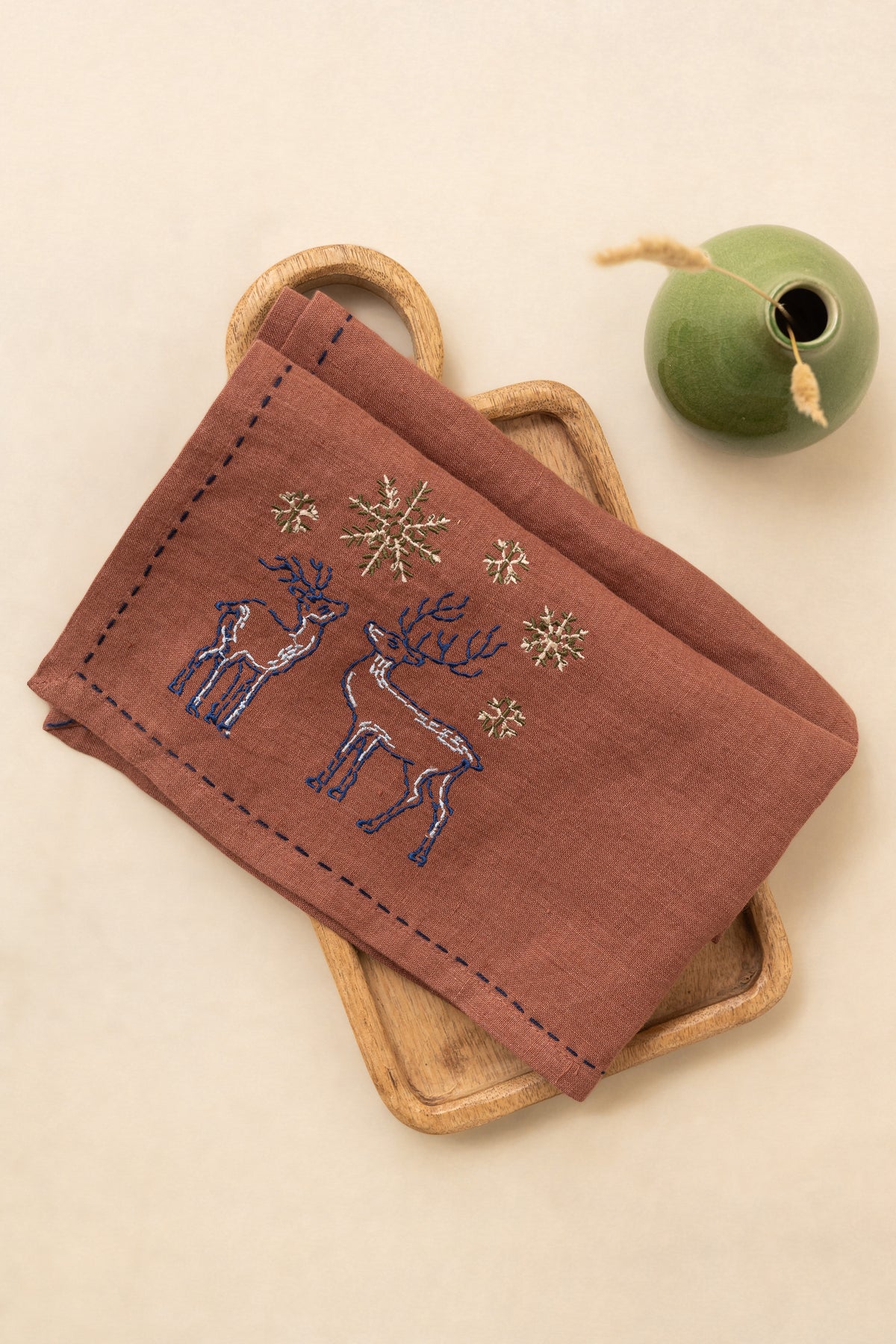 Linen Stag Napkin Set