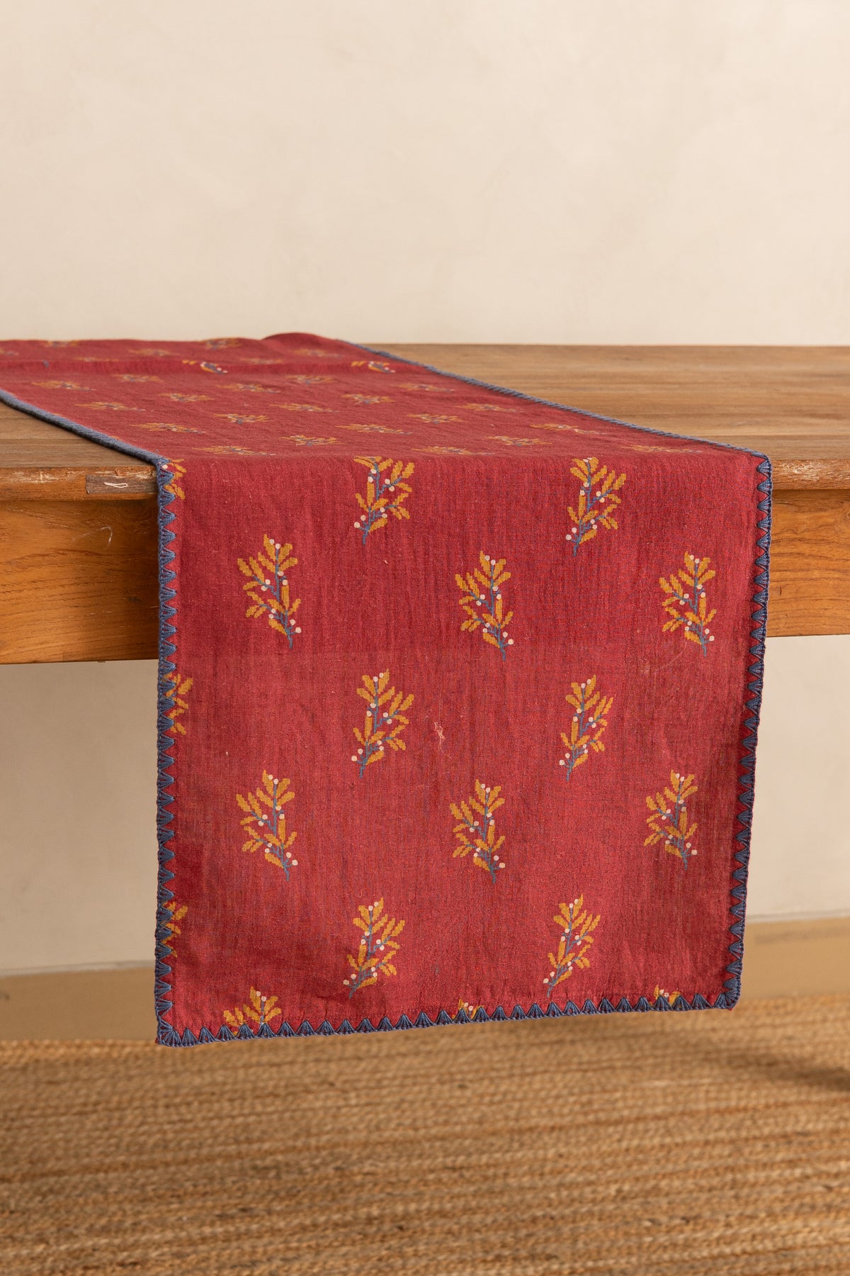Linen Holly Table Runner
