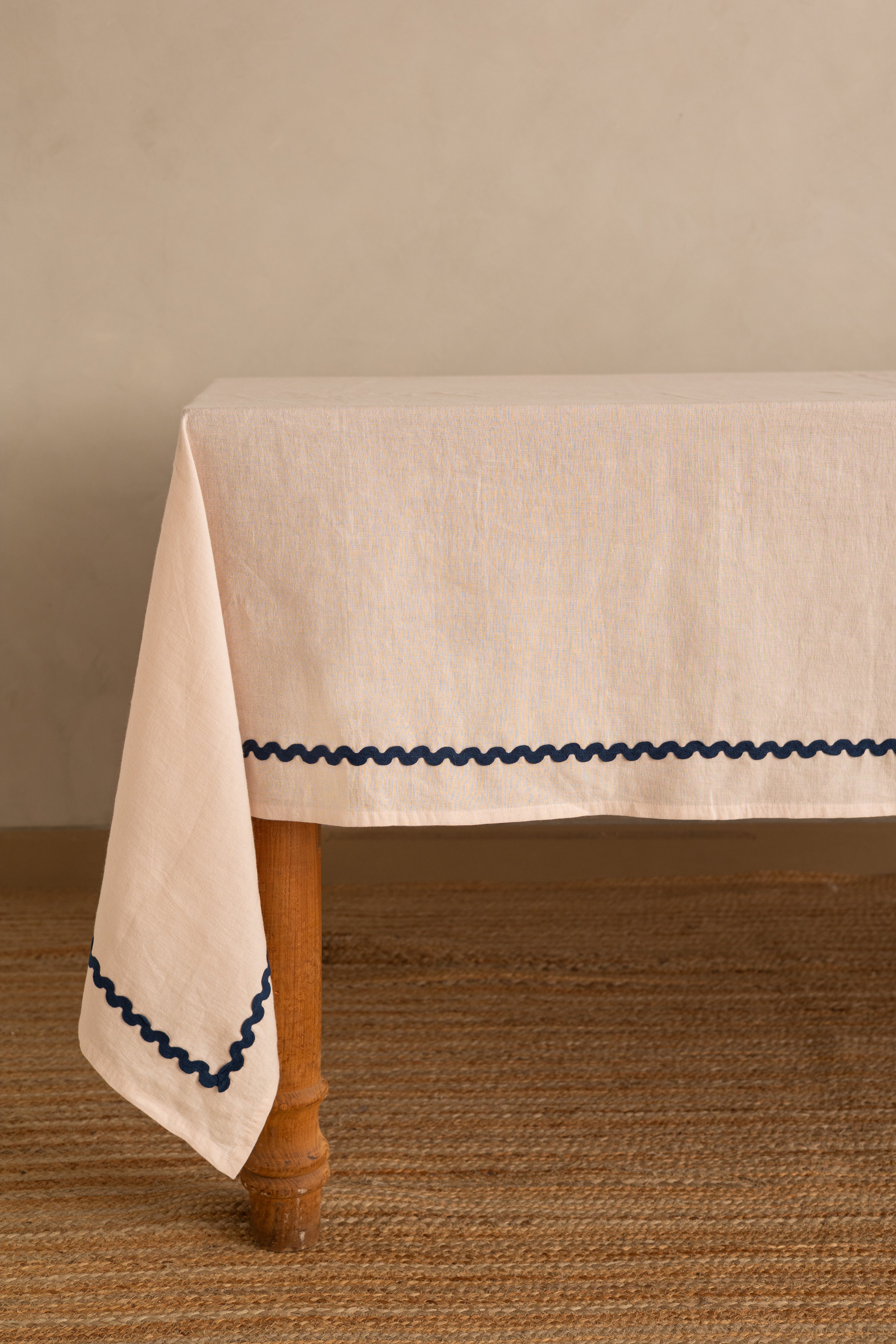 Linen Blue Lace Tablecloth