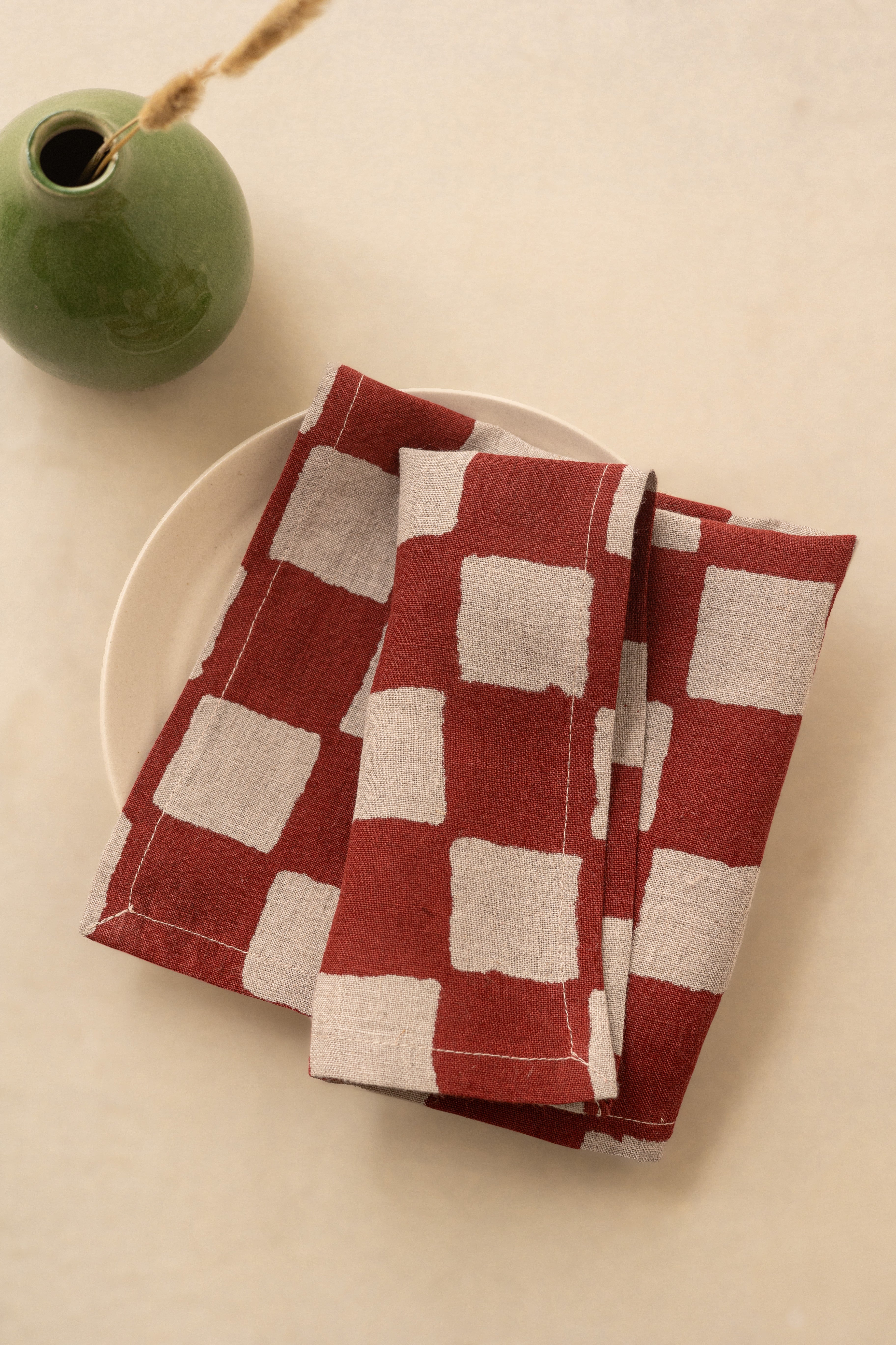 Linen Chequers Napkin Set