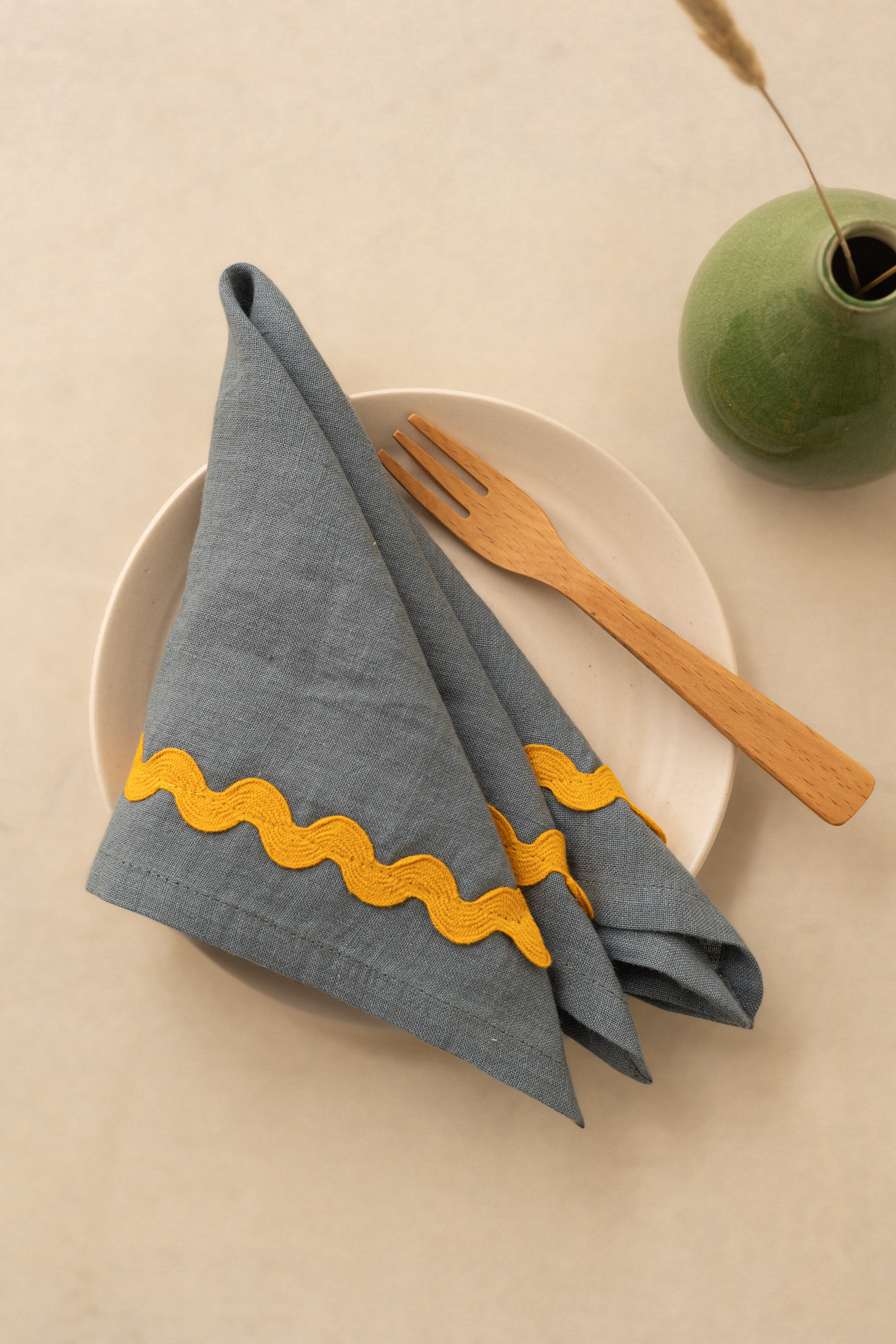 Linen Yellow Lace Napkin