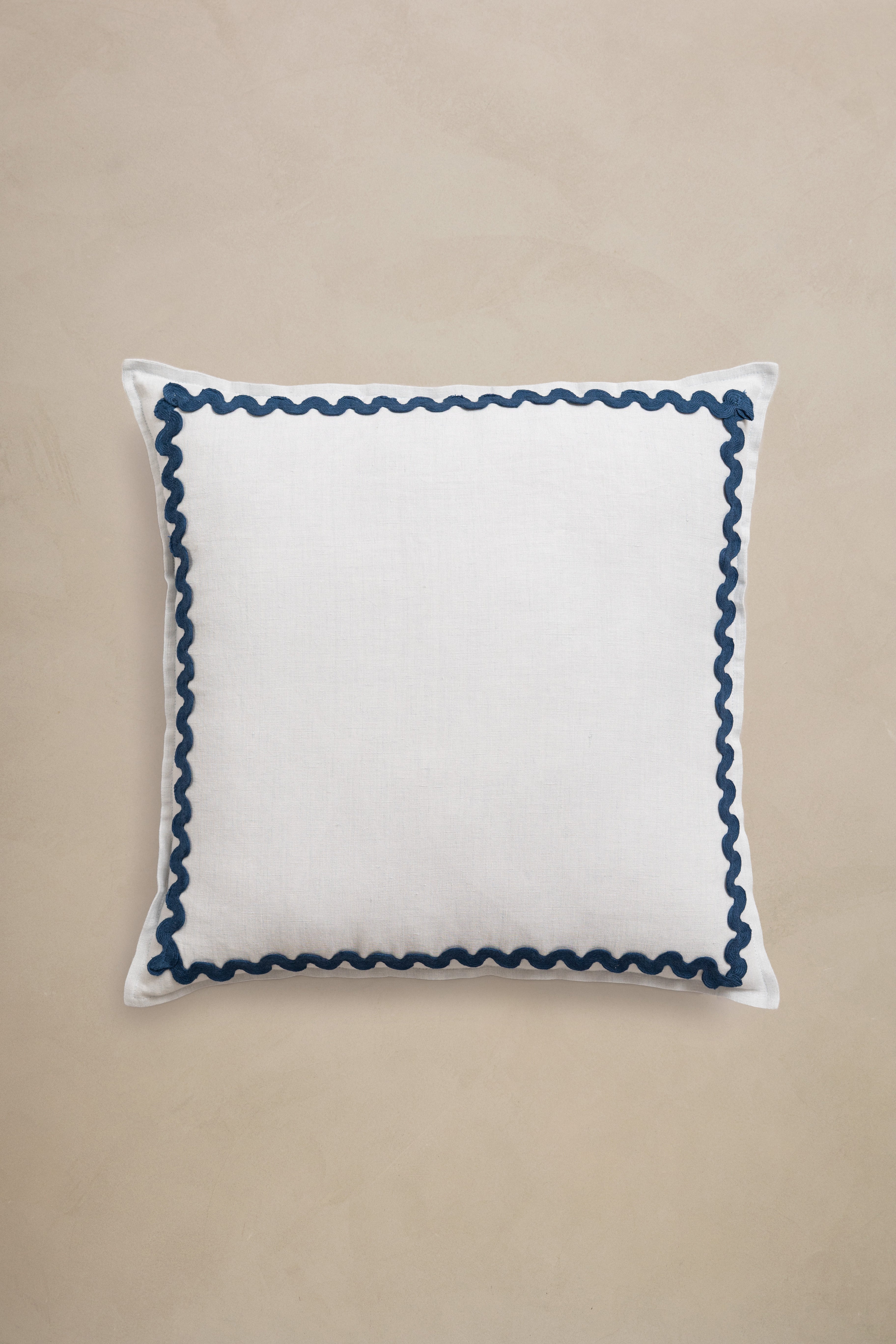 Linen Blue Lace Cushion Cover