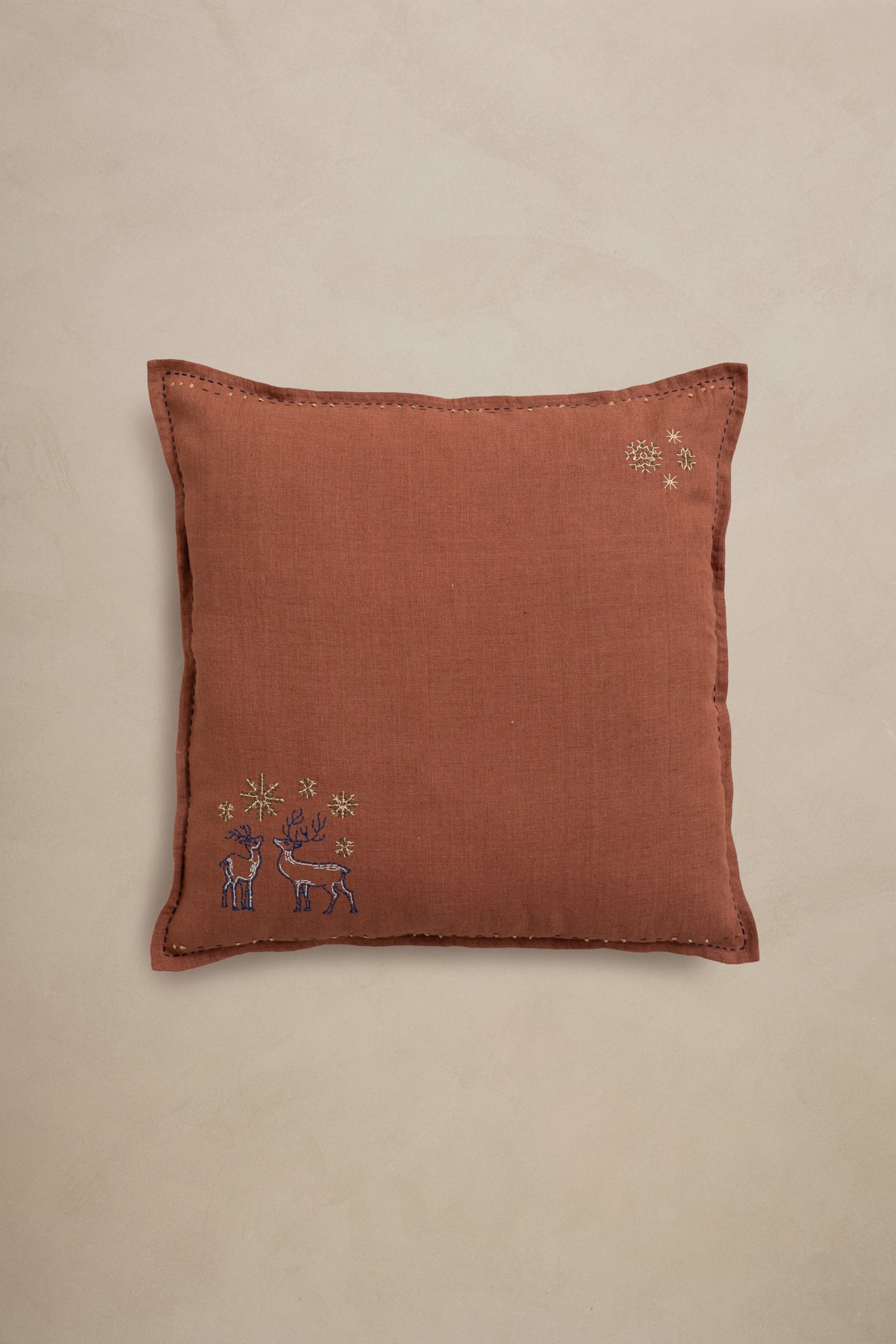 Linen Stag Cushion Cover