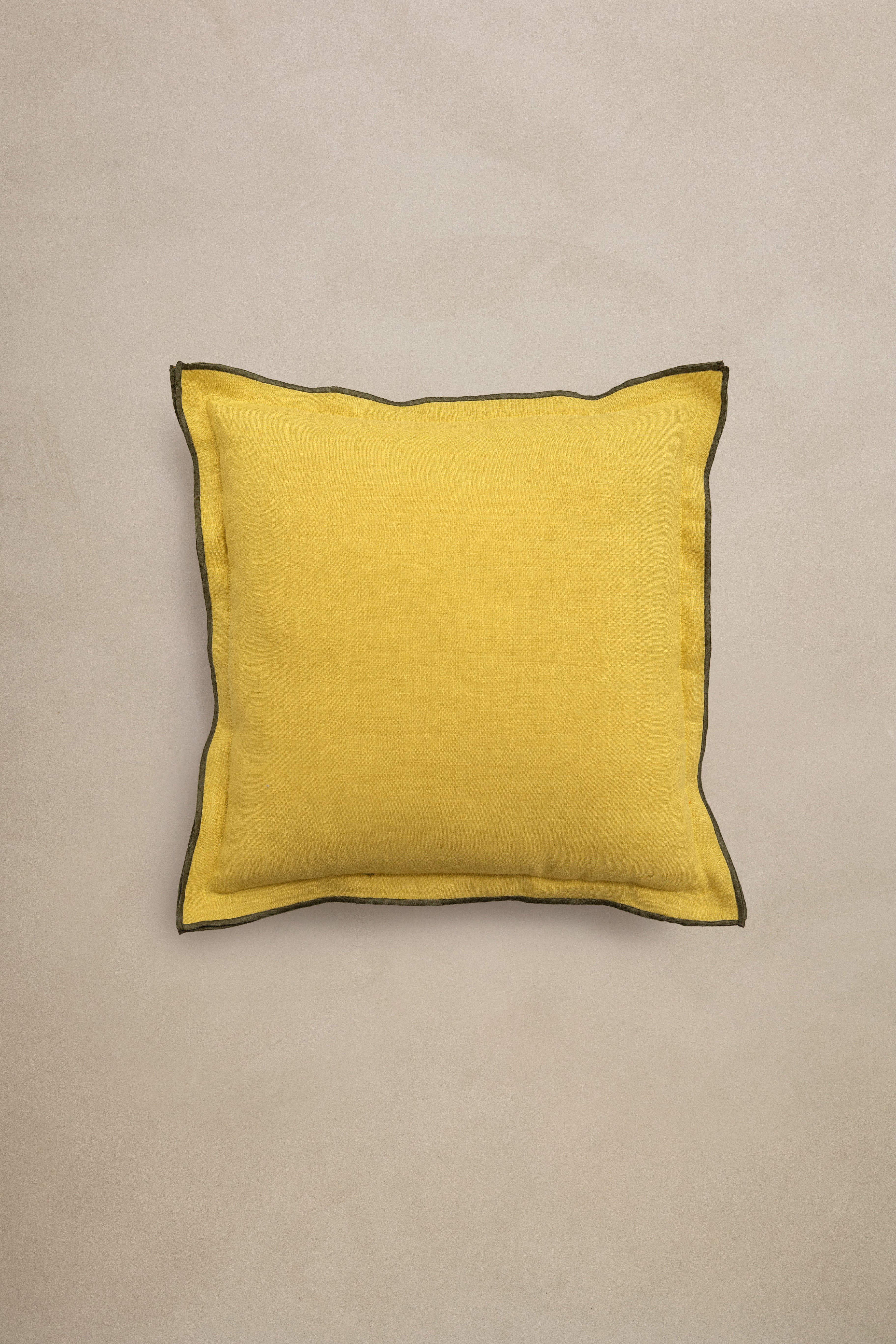 Linen Green Needled Cushion Cover