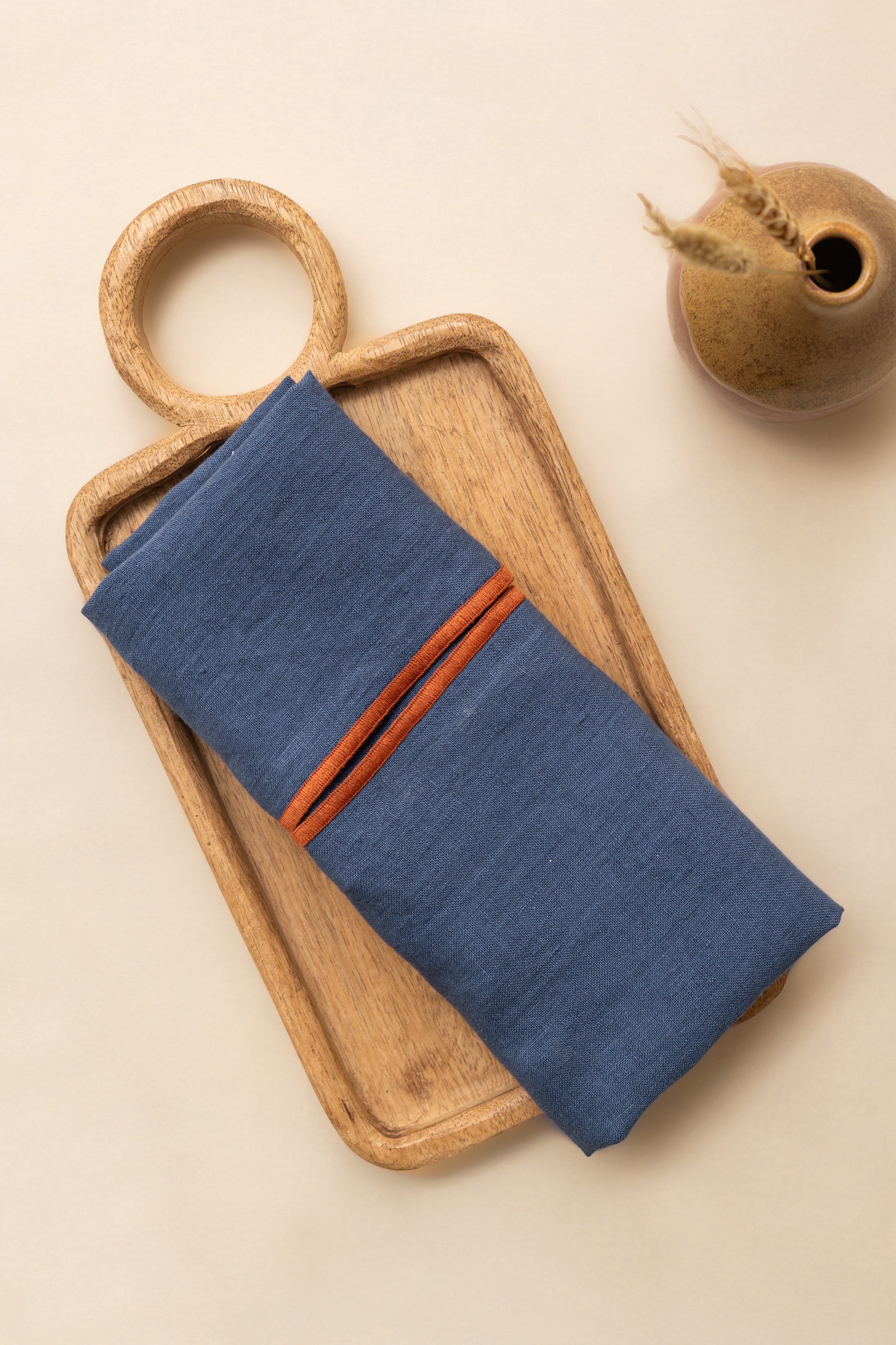 Linen Orange Needled Napkin Set