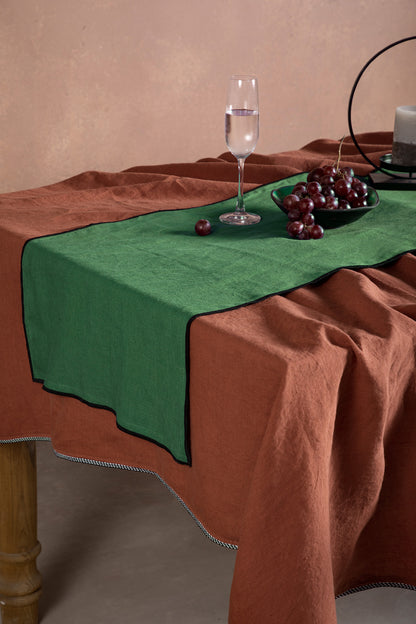 Linen Black Needled Table Runner