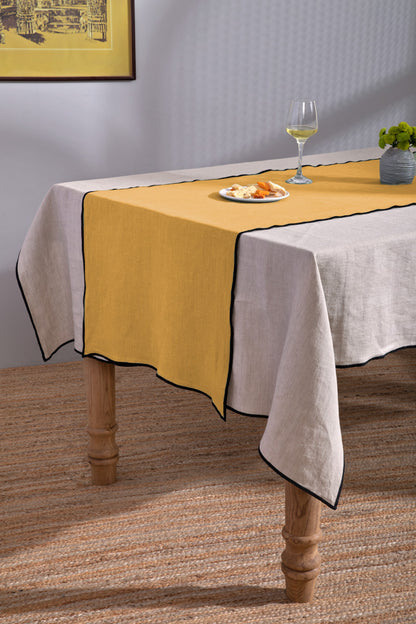 Linen Black Needled Table Runner