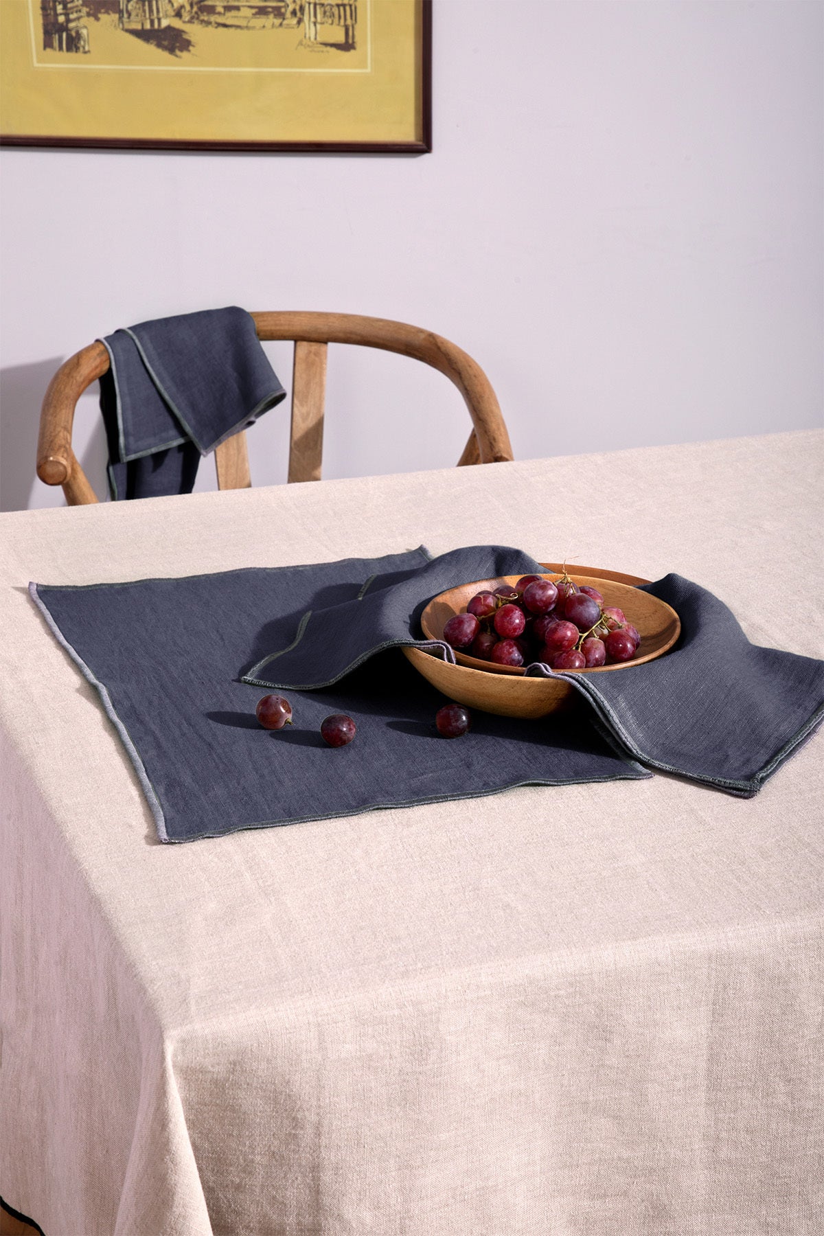 Linen Grey Needled Placemat Set