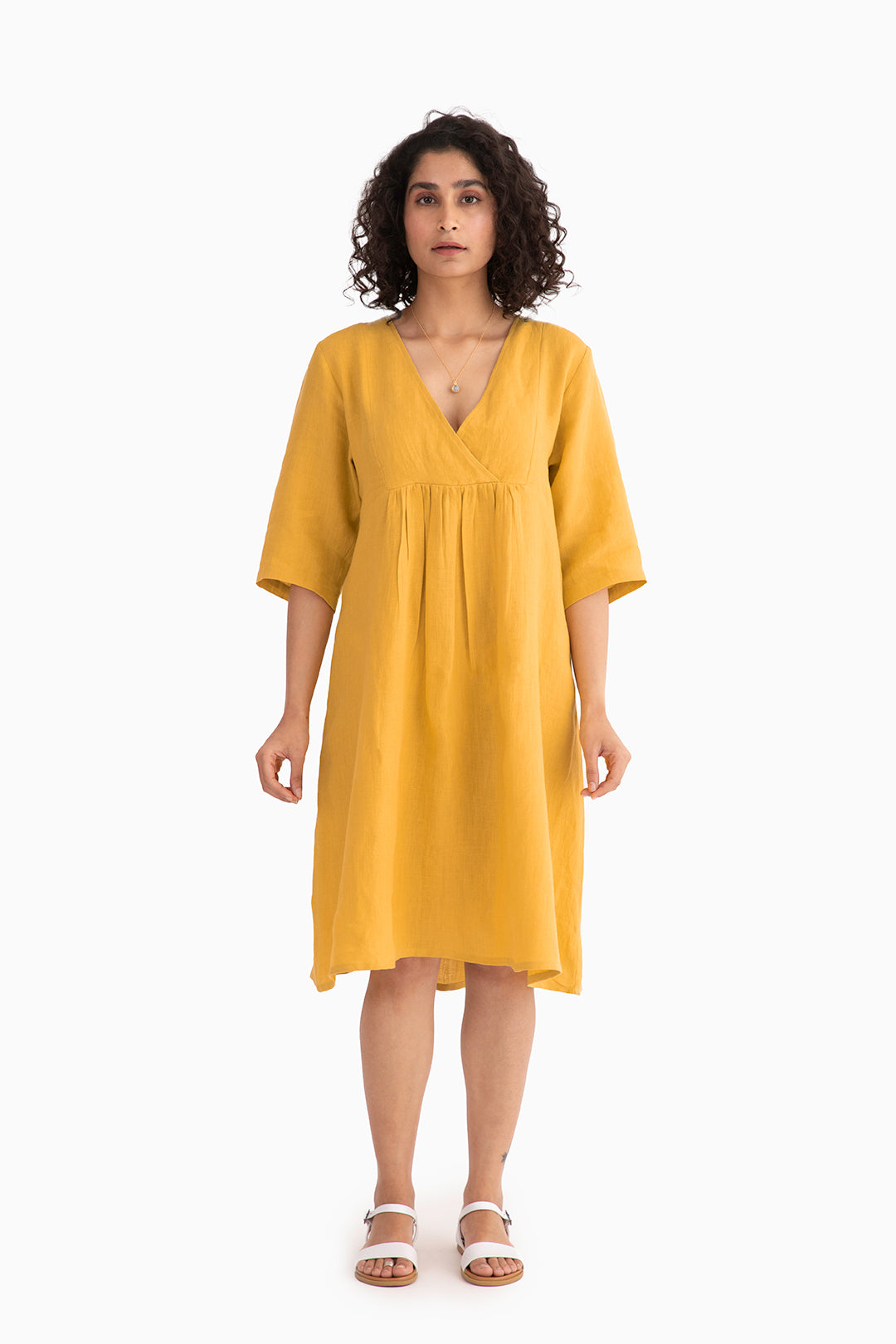 Linen Citrus Midi Dress