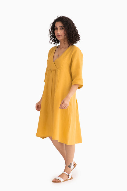 Linen Citrus Midi Dress