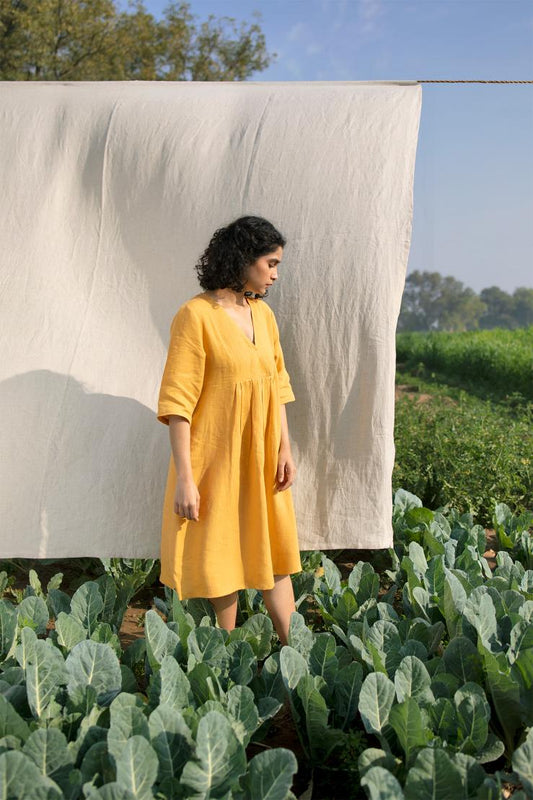 Linen Citrus Midi Dress