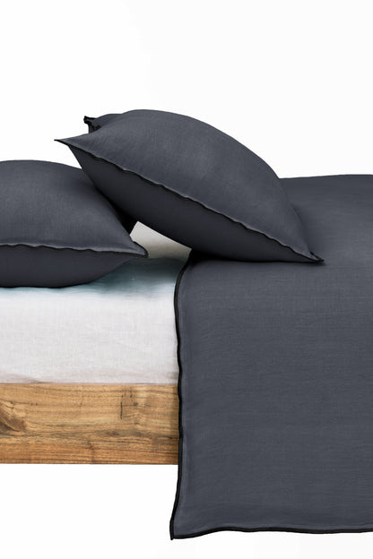 Linen Black Needled Duvet Cover Set