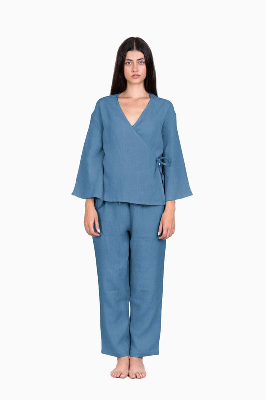 Linen Clarissa Co-ord Set-Pacific Blue