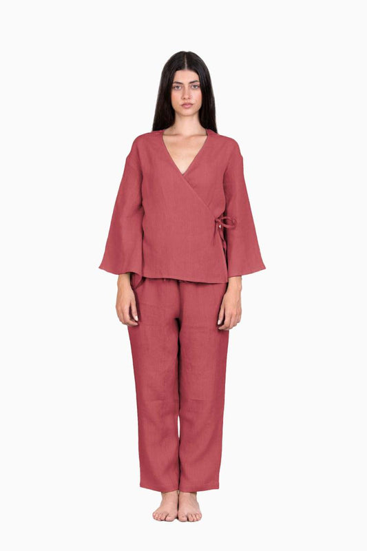 Linen Clarissa Co-ord Set-Berry Blush