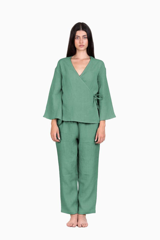 Linen Clarissa Co-ord Set-Midnight Green