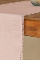 Linen Fringe me kantha Table Runner