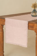 Linen Fringe me kantha Table Runner
