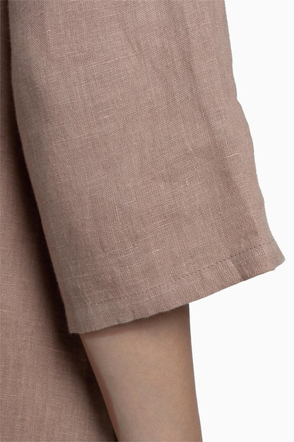 Linen Kira Shirt Dress-Muted Mocha