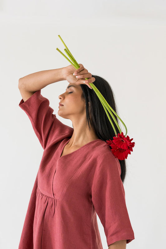 Linen Citrus Midi Dress