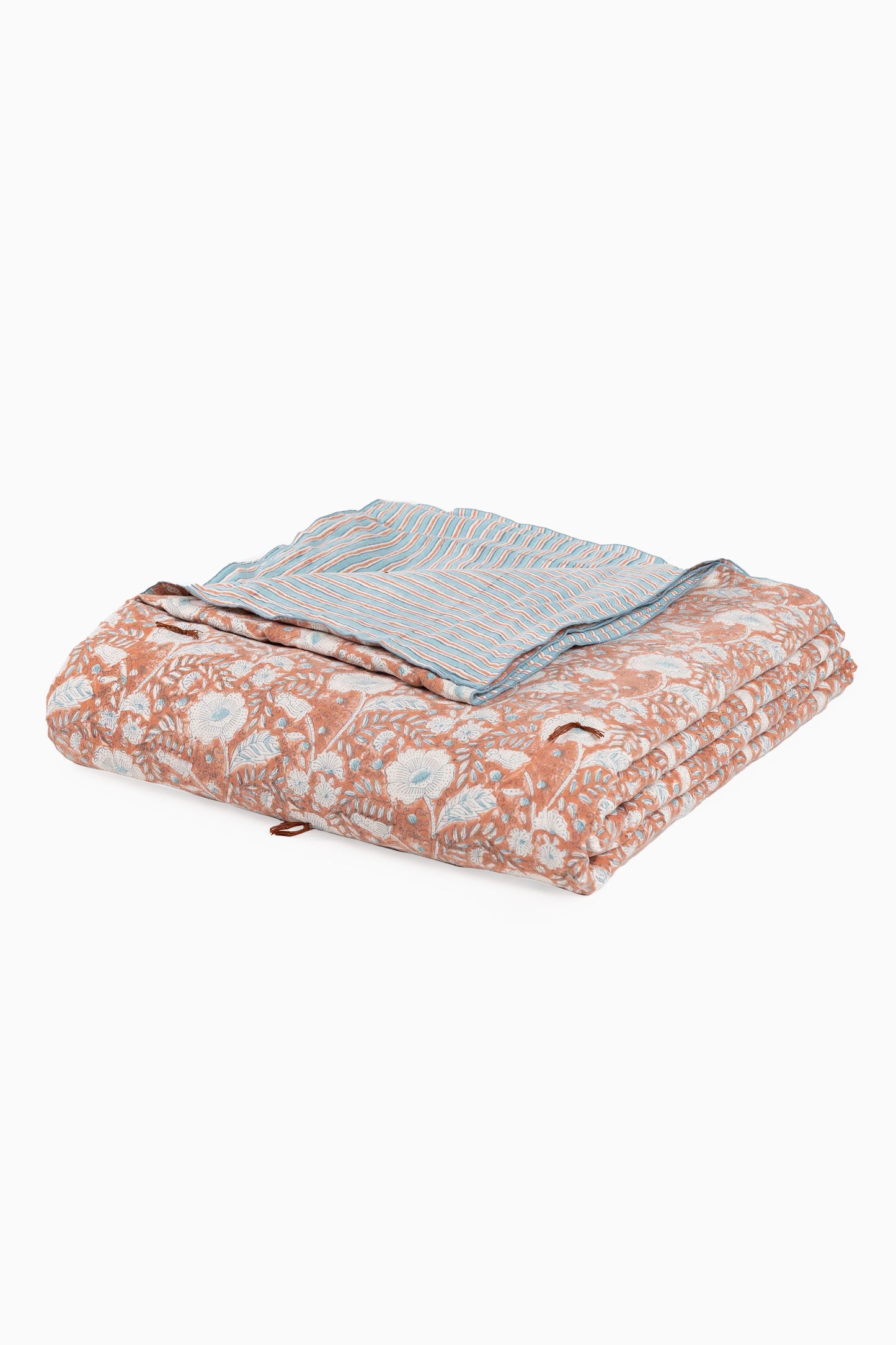 Linen Mabel Hand Tucked Quilt-Orange