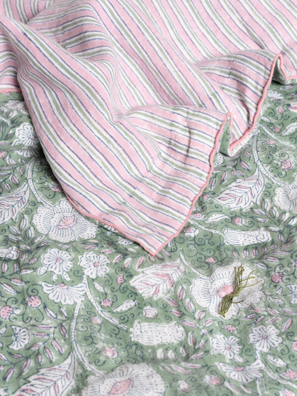 Linen Mabel Hand Tucked Quilt-Green