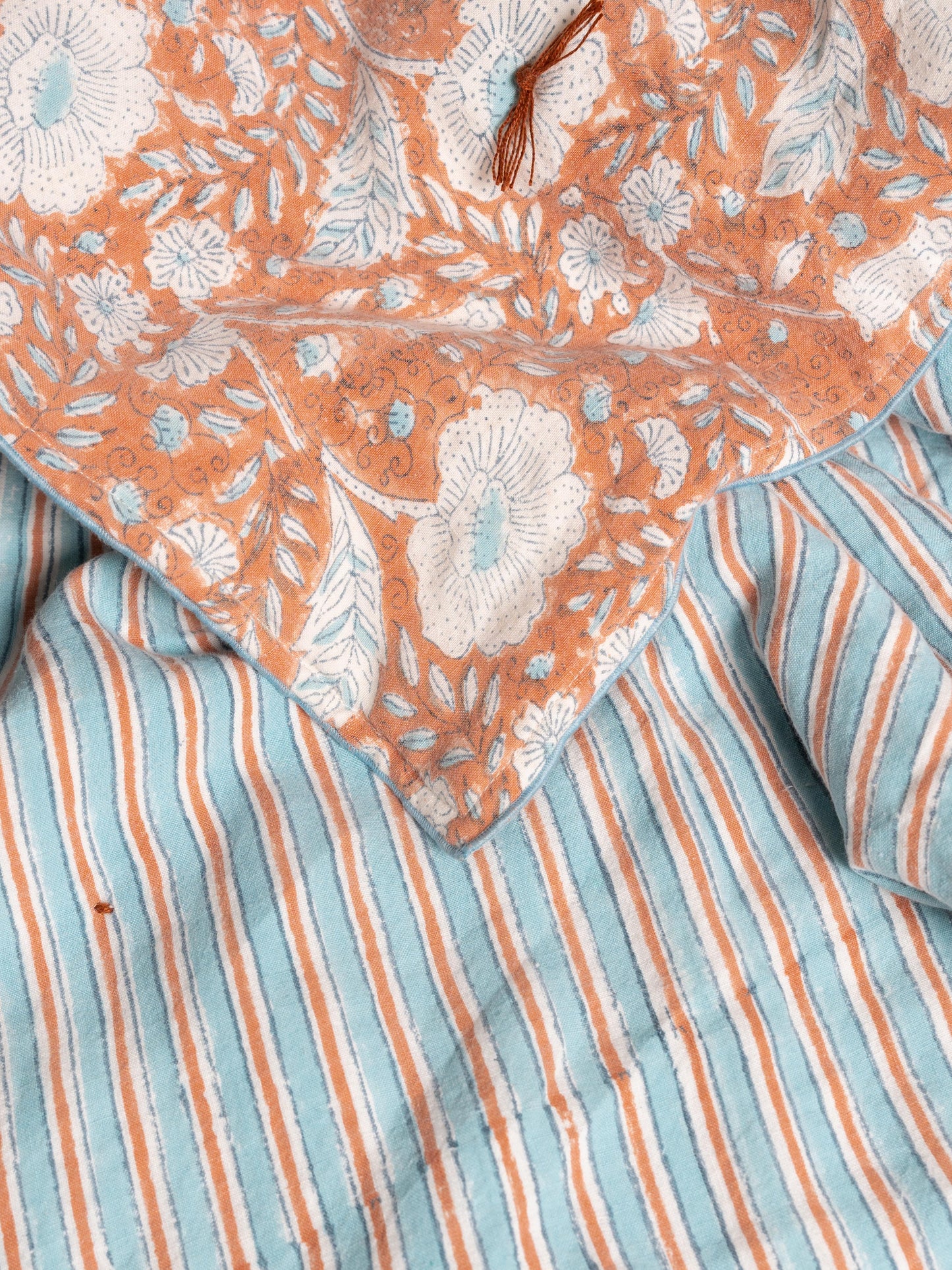 Linen Mabel Hand Tucked Quilt-Orange