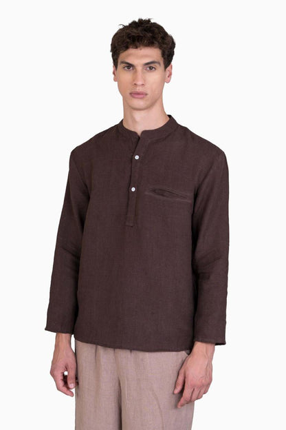 Linen Terran Shirt-Brown Bean