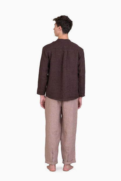 Linen Terran Shirt-Brown Bean