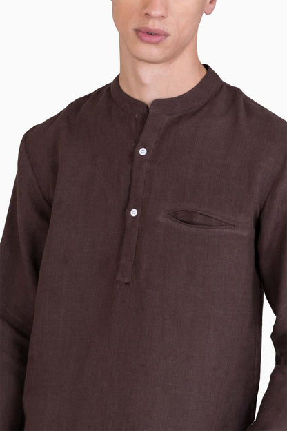 Linen Terran Shirt-Brown Bean