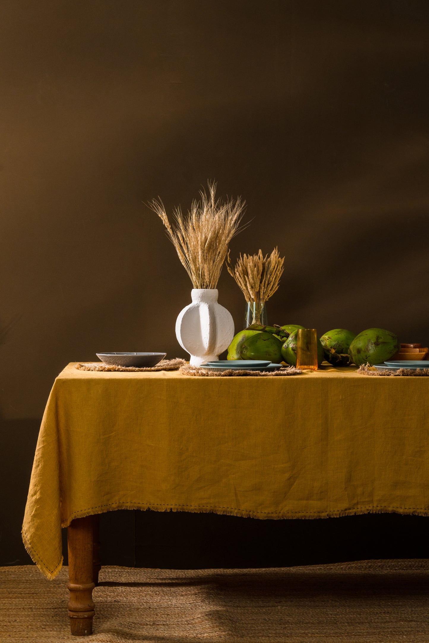 Linen Fringe Me Kantha Tablecloth