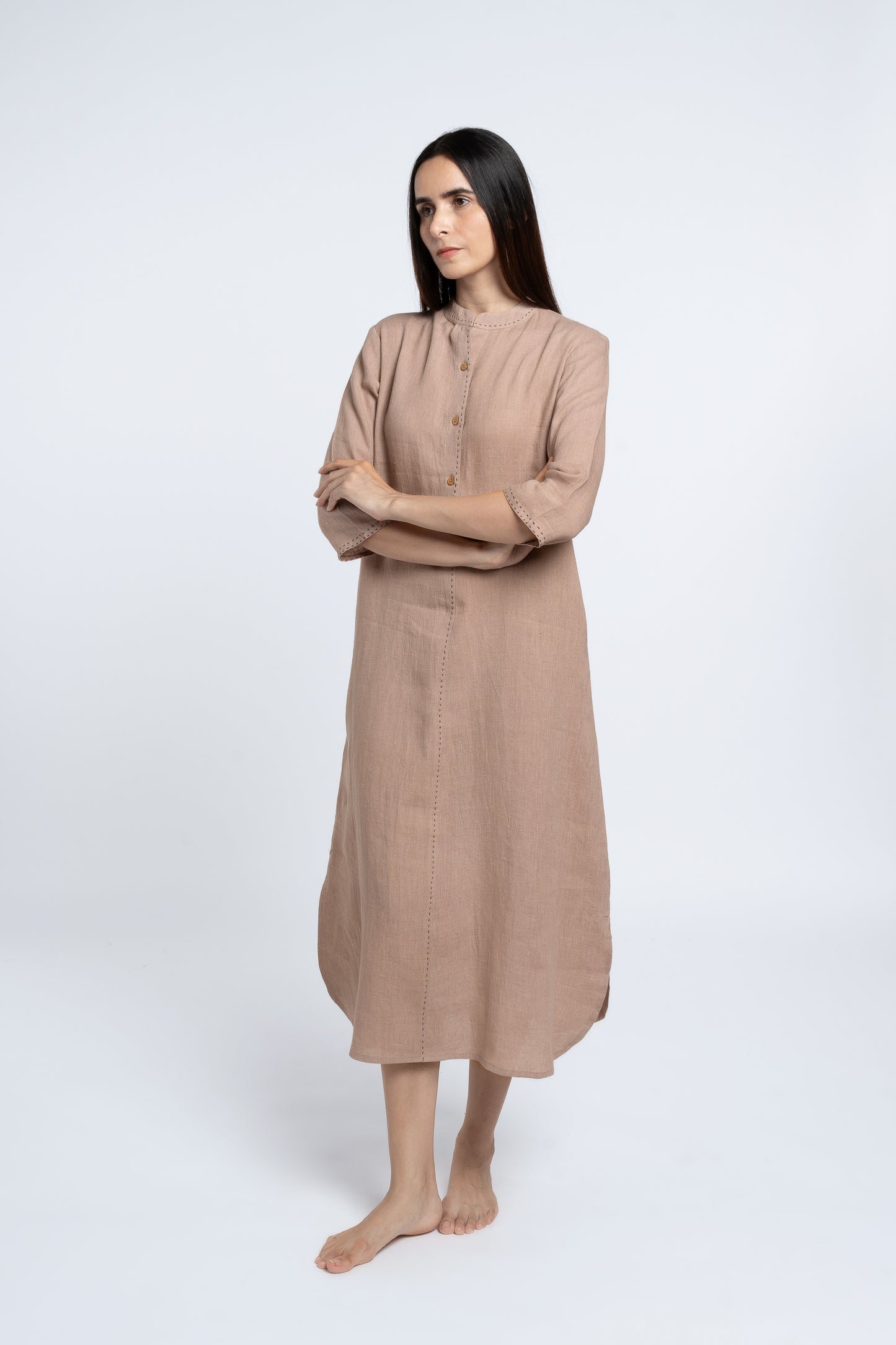 Linen Drizzle Shirt Dress