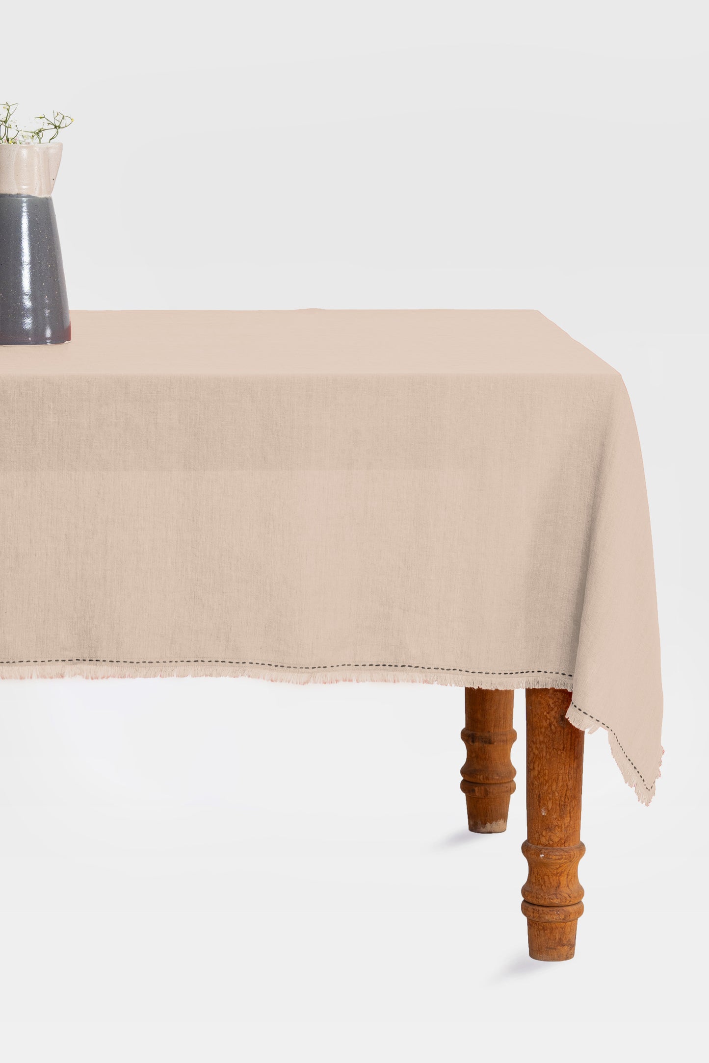 Linen Fringe Me Kantha Tablecloth