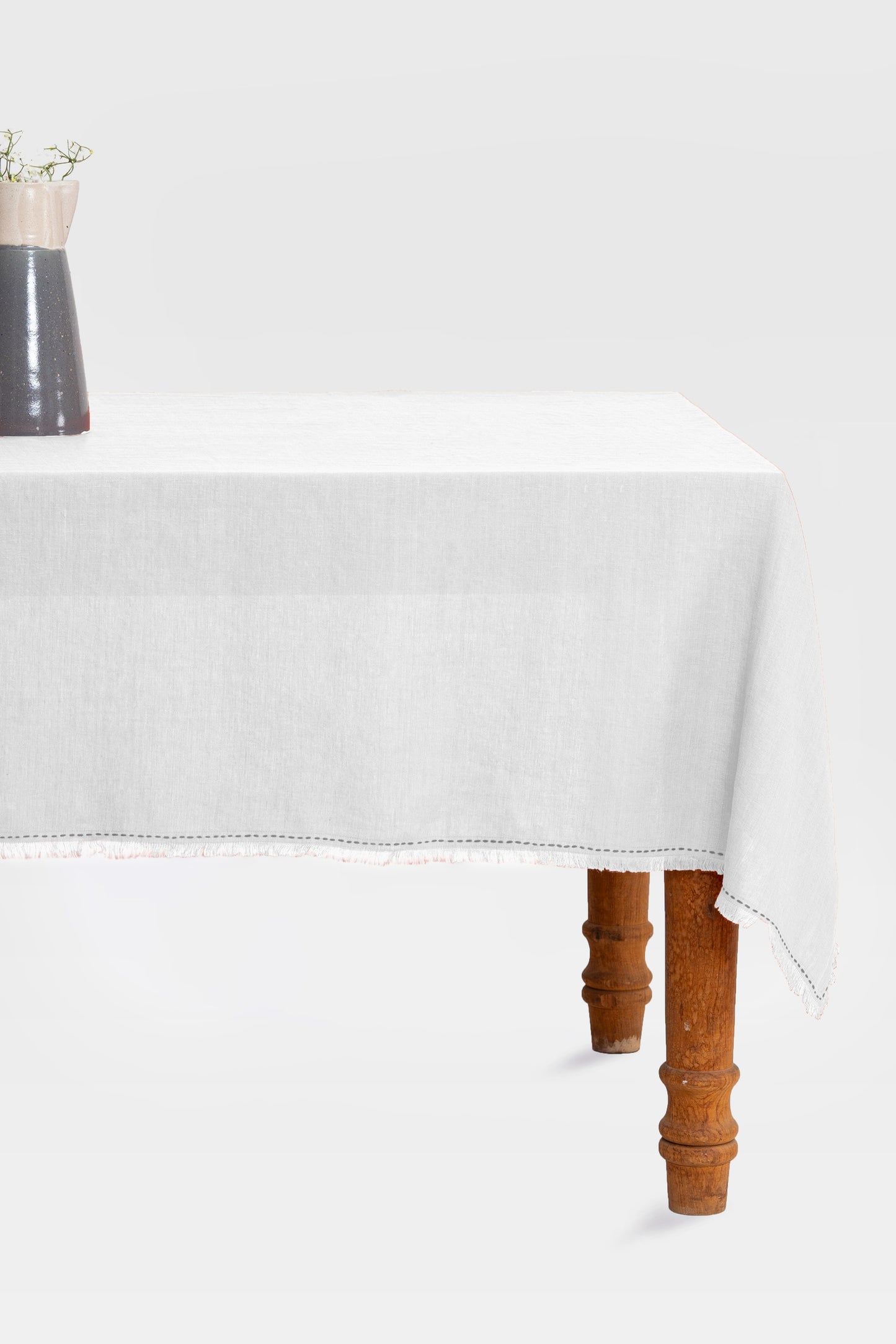 Linen Fringe Me Kantha Tablecloth