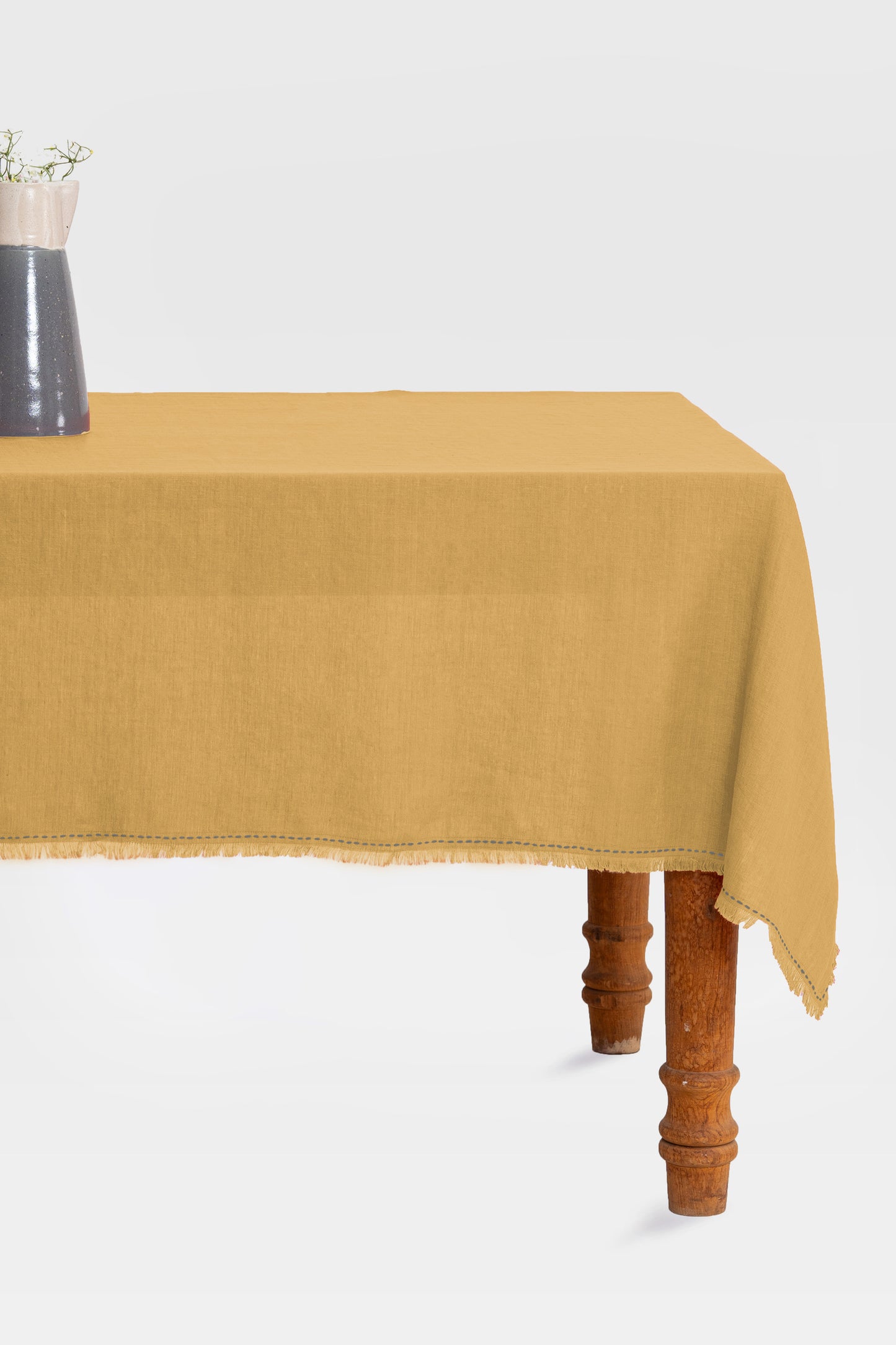 Linen Fringe Me Kantha Tablecloth