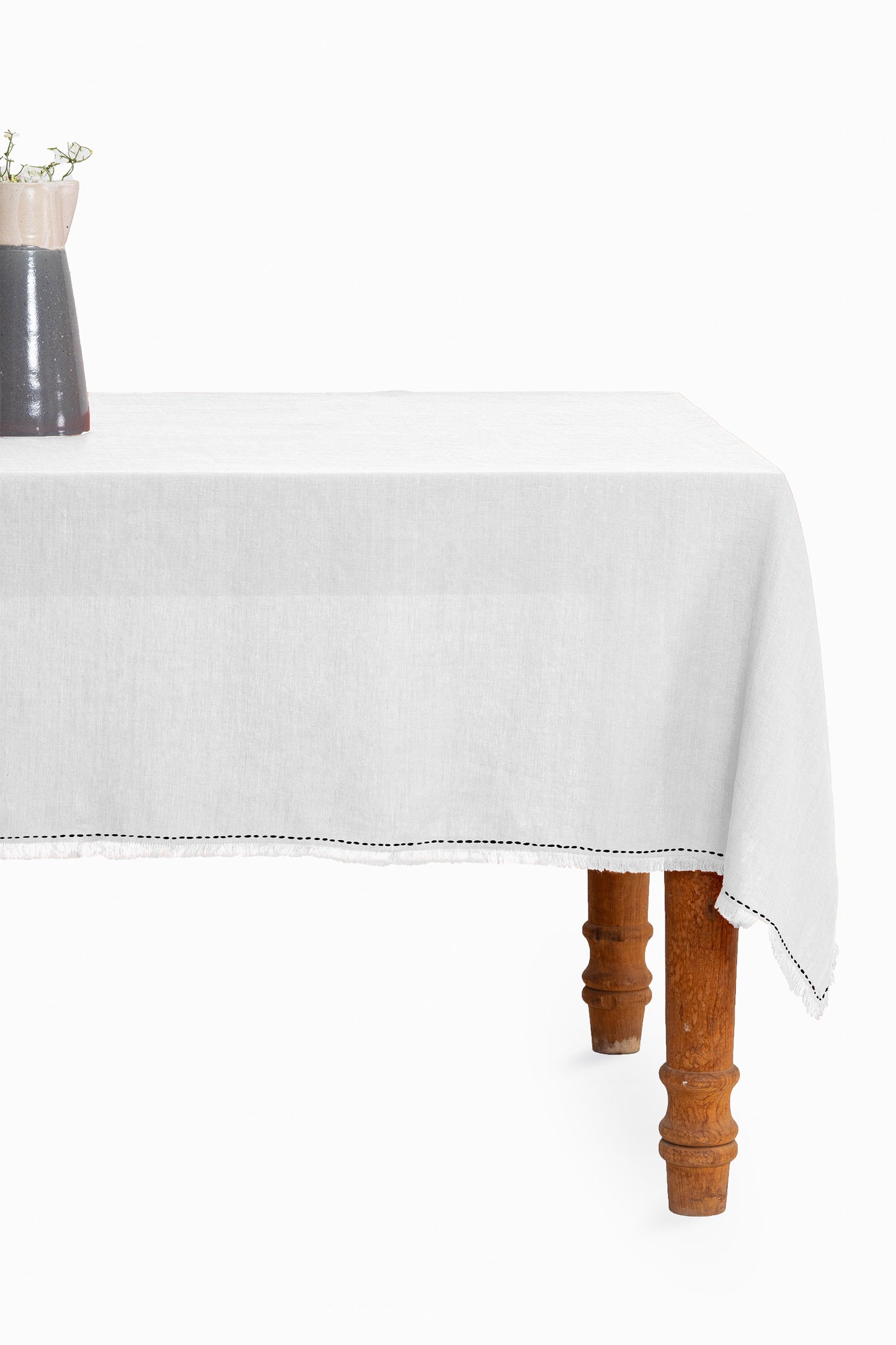 Linen Fringe Me Kantha Tablecloth