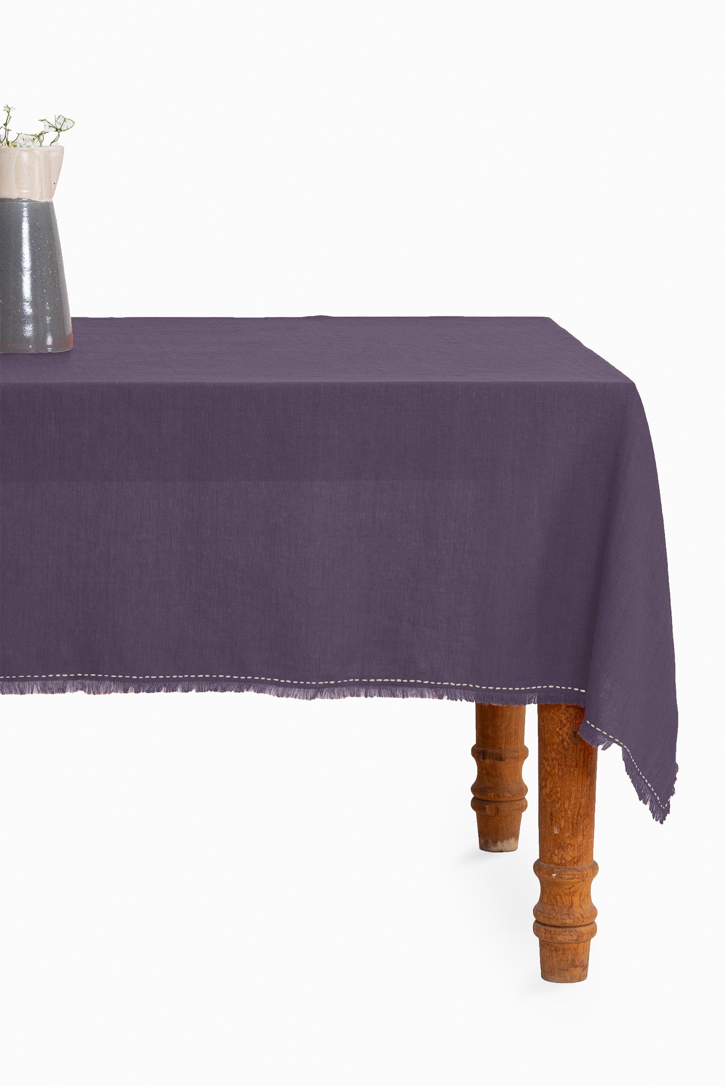 Linen Fringe Me Kantha Tablecloth