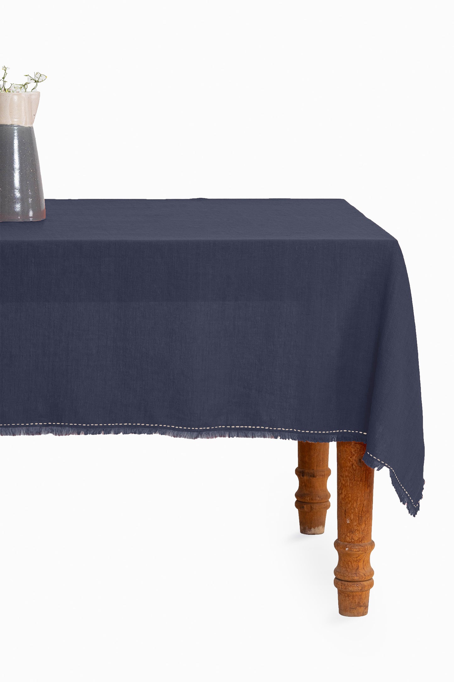 Linen Fringe Me Kantha Tablecloth