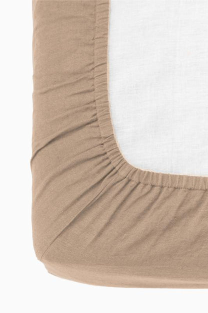 Linen Slumber Solid Fitted Sheet-Oatmeal