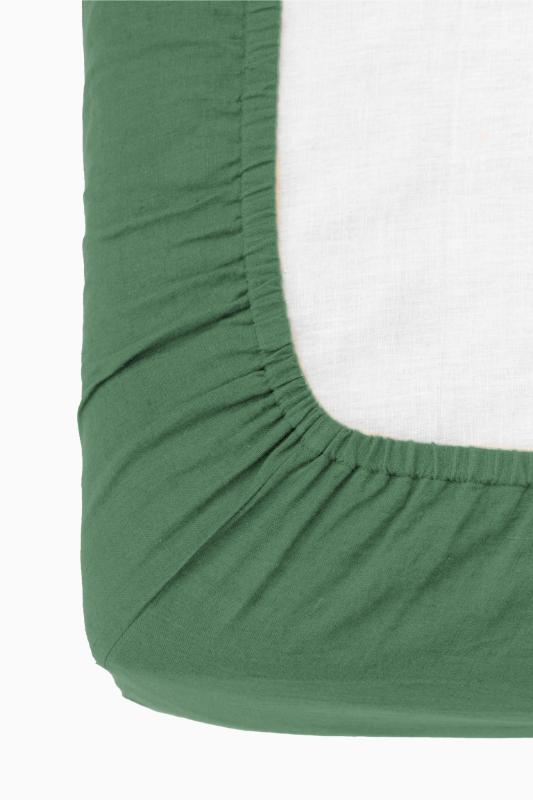 Linen Slumber Solid Fitted Sheet-Retro Green